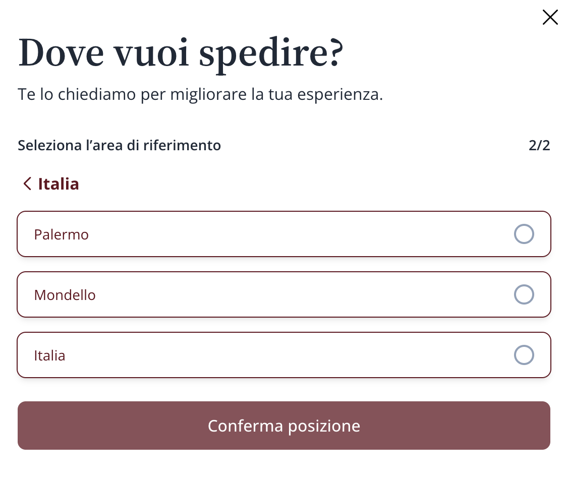 Passaggio 2: selezione dell'area di riferimento e conferma della posizione